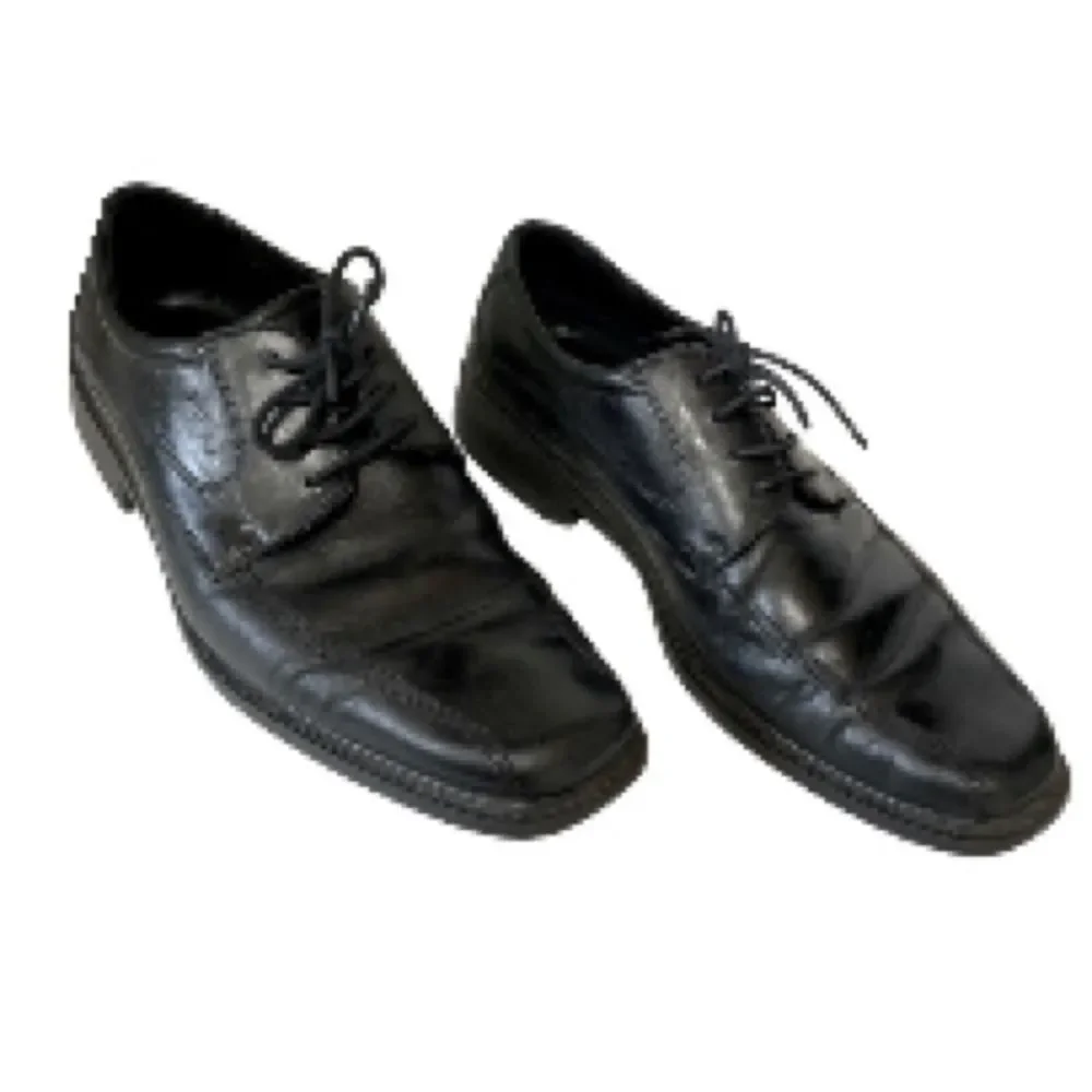 ECCO Helsinki Black Leather Lace Up Oxford Comfort Square Toe Dress Shoes Men 12